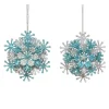 ORN BLUE / SILVER SNOWFLAKE LAYERED 4″ SKY BLUE/SILVER GLITTER 2/S
