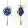 ORN BLUE HOLLOW ONION & DIAMOND 8″ W/ GLTR 2 ASSTD. W/ GOLD BOW