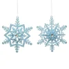 ORN BLUE WINTER SNOWFLAKE 4.75″ W/ JEWEL & GLTR. 2/S