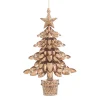 ORN BROWN POTTED TREE 6″ W/ STAR TOPPER