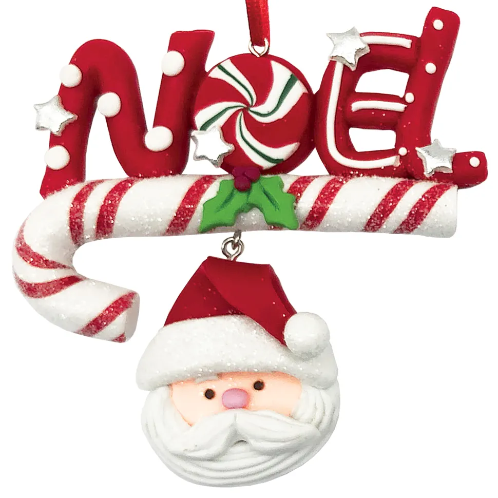 ORN CANDY CANE CLAY DOUGH “NOEL” 4.5″X4″ W/ SANTA
