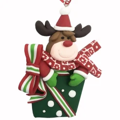 ORN CANDY CANE CLAY DOUGH REINDEER 3″X4″ W/ GIFT BOX