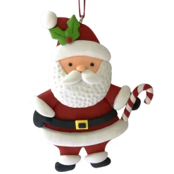 ORN CANDY CANE SANTA 4.5″ CLAY DOUGH