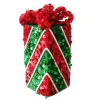 ORN CANDY GIFT BOX 6″ RED/GREEN SEQUINS W/ BOW