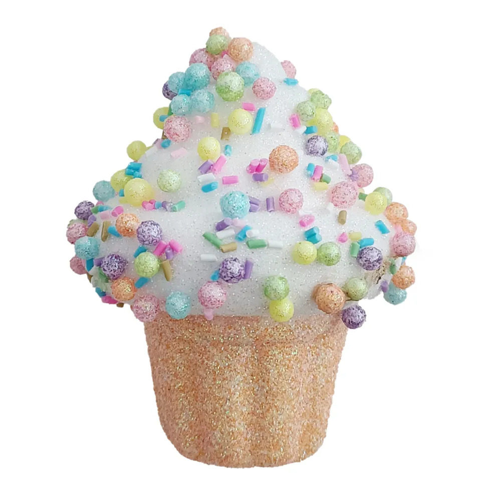 ORN CANDY SPRINKLE CUPCAKE 3.5″ WHITE