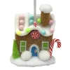 ORN CANDY SPRINKLE HOUSE 3.5″ BROWN/WHITE W/ COLORFUL BEADED SPRINKLES & GLITTER