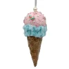 ORN CANDY SPRINKLE ICE CREAM IN CONE 5.5″ LT. BLUE/PINK/BROWN