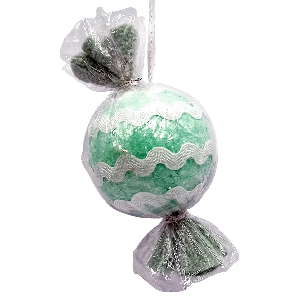 ORN CANDY SPRINKLE SWEET 4″ GREEN W/ GLITTER & LACE