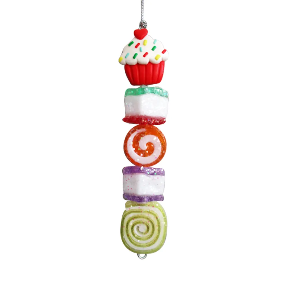 ORN CANDY STICK W/CUPCAKE 6″ MULTI