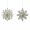 ORN CHAMPAGNE / SILVER SNOWFLAKE 5″ W/ GLITTER & JEWEL 2 ASST.