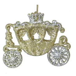 ORN CHAMPAGNE CARRIAGE 4″ W/ SLV. & CHAMP. GLITTER