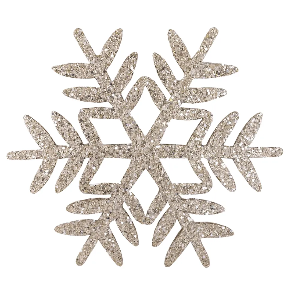 ORN CHAMPAGNE SNOWFLAKE 10″ W/ ICE GLITTER