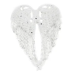 ORN CLEAR FROST ANGEL WINGS 6.5″ W/ GLTR.