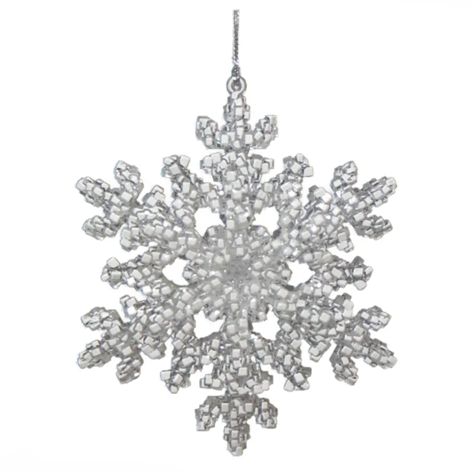 ORN CLEAR FROST SNOWFLAKE 5″ W/ FROST GLITTER