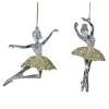 ORN CLEAR GOLD BALLERINA 5″& 4″ CLEAR SILVER GLITTER DRESS W/LT. 2 ASST.