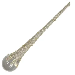 ORN CLEAR GOLD ICICLE DROP 6.75″ W/ CHAMP. GLITTER & SEQUINS
