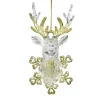 ORN CLEAR GOLD STAG DEAD 6.25″ W/ GOLD GLTR.