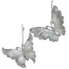 ORN CLEAR PEARL BUTTERFLY 4″ W/ ICE WHITE GLITTER, 2 ASSTD.