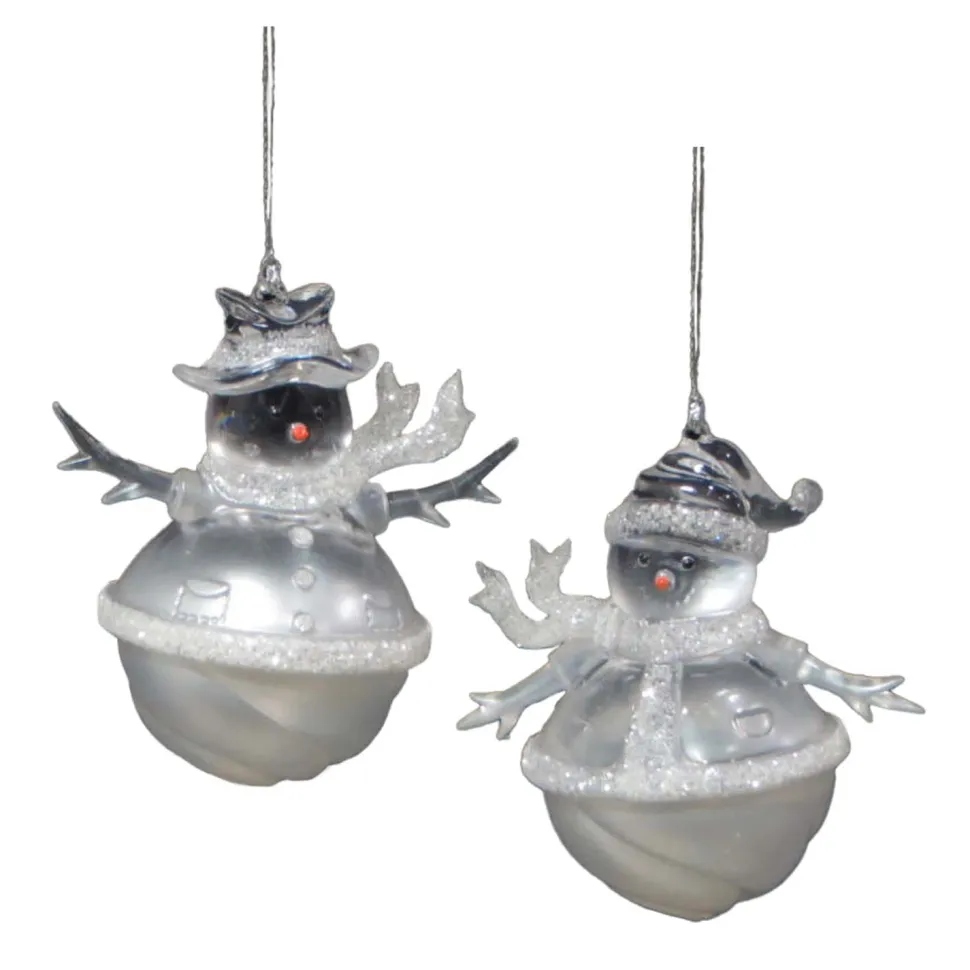 ORN CLEAR PEARL SNOWMAN 3.5″ W/ ICE GLITTER 2 ASSTD.