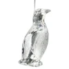 ORN CLEAR PENGUIN 4″ W/ ICE WHITE GLITTER