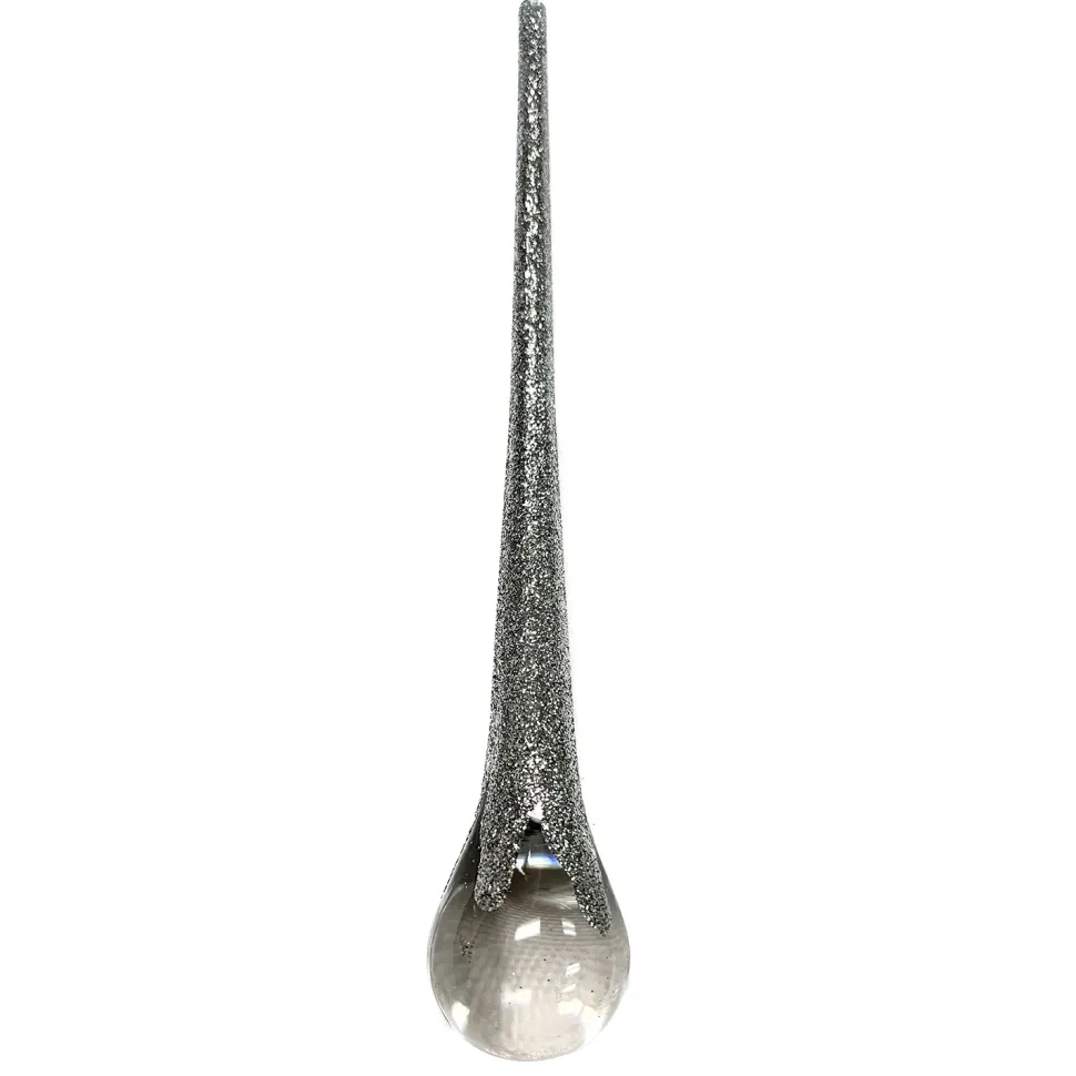 ORN CLEAR SILVER ICICLE DROP 10″ W/ GLITTER