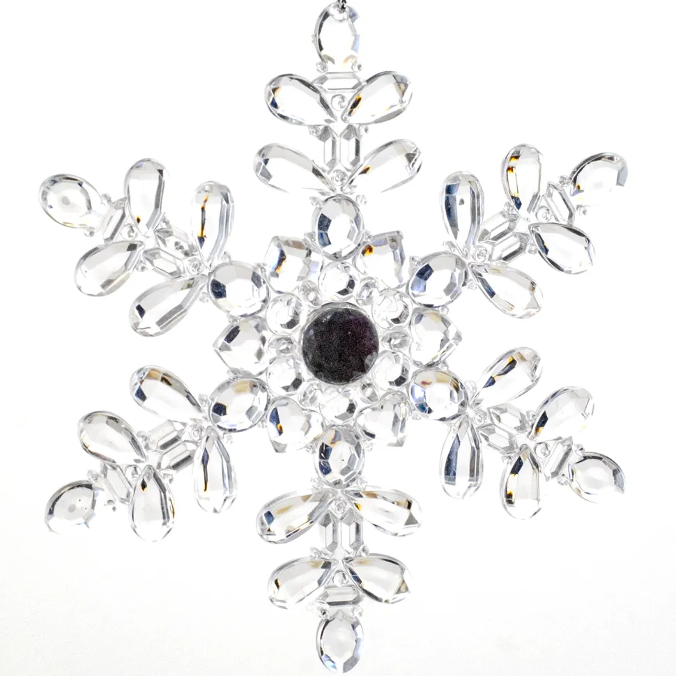 ORN CLEAR SNOWFLAKE 5″ W/JEWEL