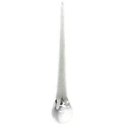 ORN CLEAR WHITE ICICLE DROP 8″ W/ WHITE GLITTER