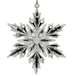 ORN CLEAR/SILVER SNOWFLAKE 5″