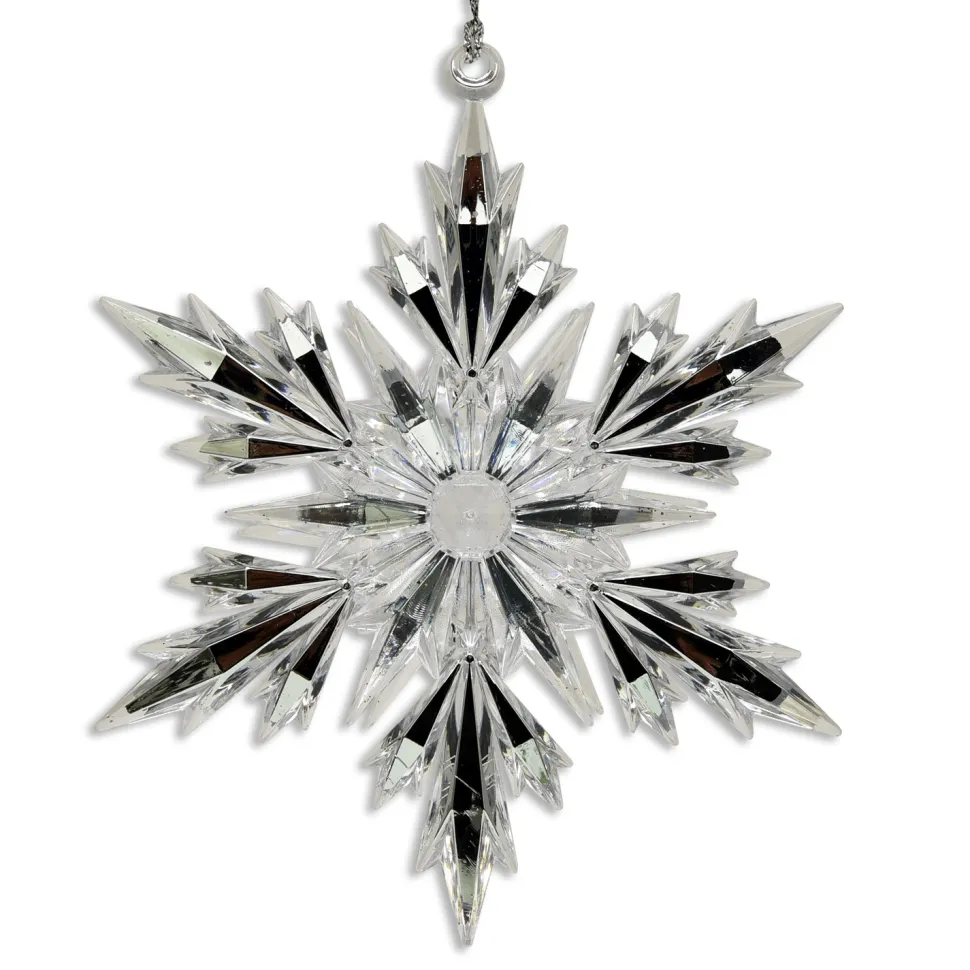 ORN CLEAR/SILVER SNOWFLAKE 5″