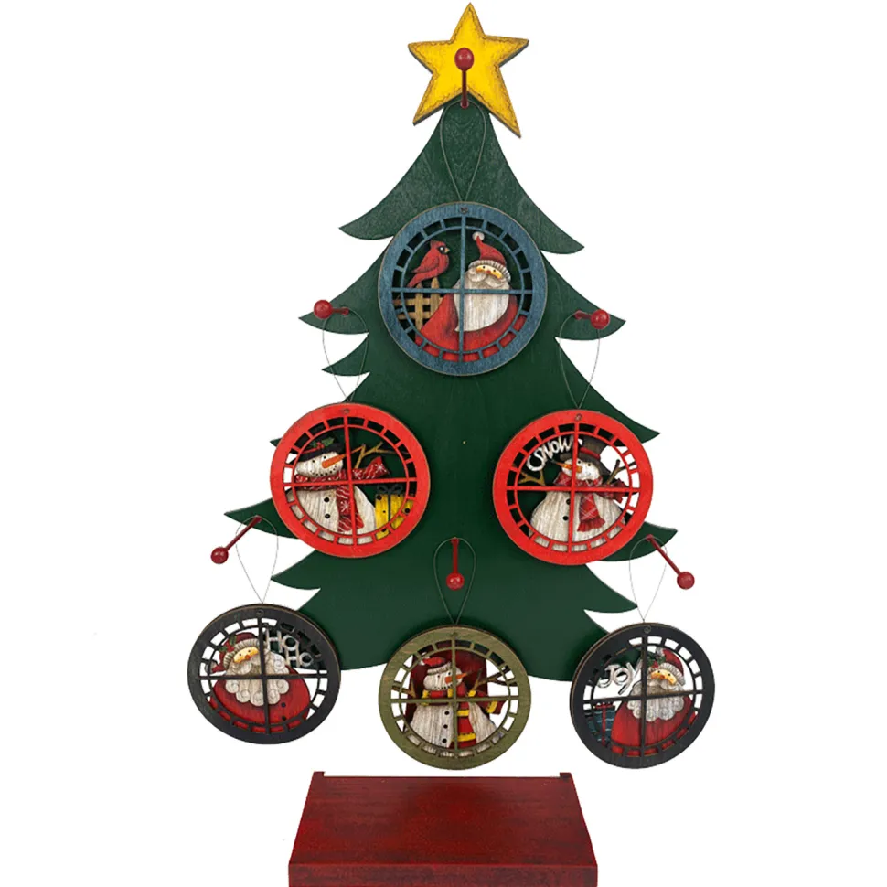 ORN DSP WOODEN ROUND WINDOW SCENE 4.7″ MULTI W/DISPLAY 6/S