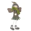 ORN FABRIC ANGEL 7″ BROWN W/ FAUX FUR HAT & GREEN SCARF