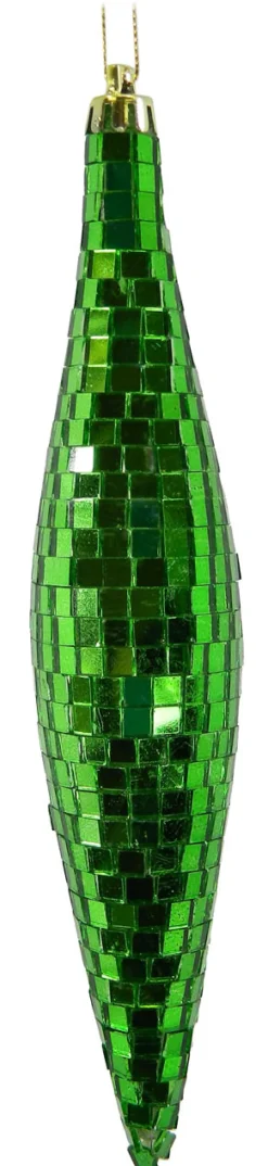 ORN FINIAL 200MM GREEN COVERED W/ MIRROR FACETS