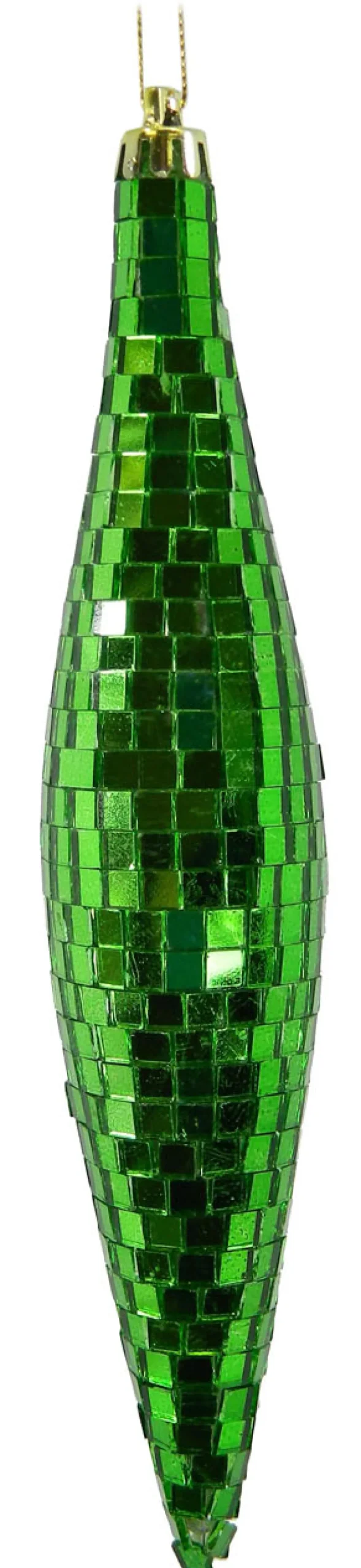 ORN FINIAL 200MM GREEN COVERED W/ MIRROR FACETS