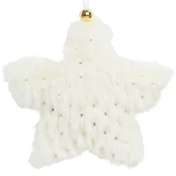 ORN FUR STAR 4.5″ IVORY/GOLD
