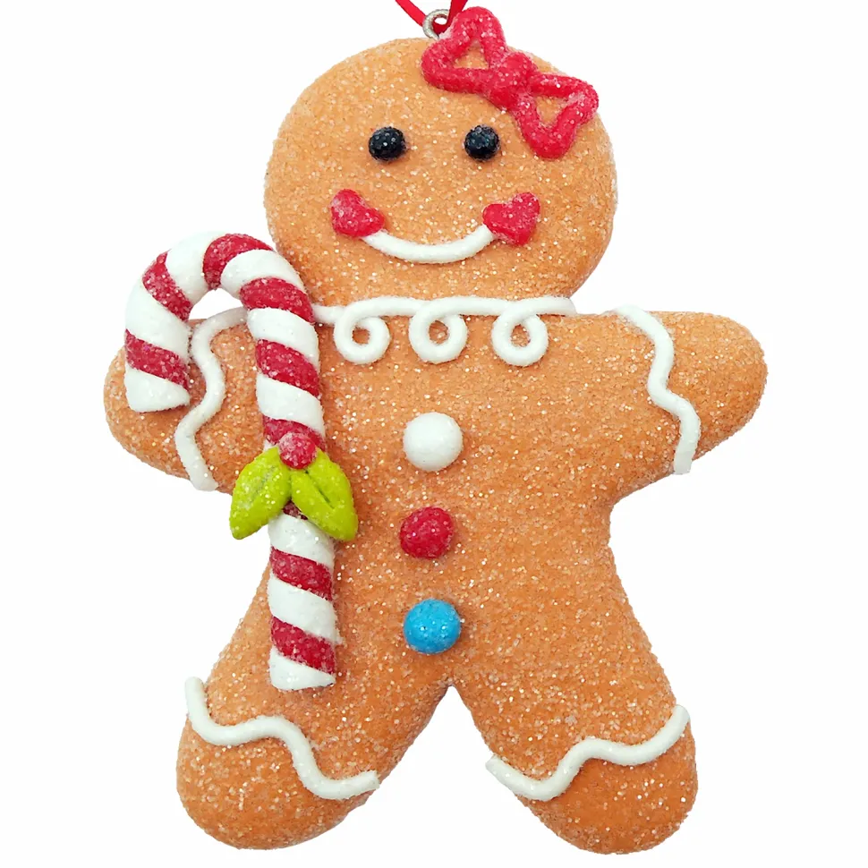 ORN GINGERBREAD MAN 4″X3″ W/ CANDY CANE