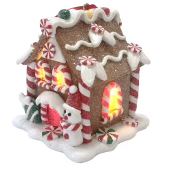 ORN GINGERBREAD MINI HOUSE 3.3″ W/ LED (YELLOW) CLAY DOUGH