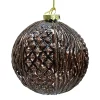 ORN GLASS BALL 4″ CHOCOLATE W/ GLITTER