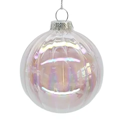 ORN GLASS BALL 3″ CLEAR/PINK IRIDESCENT FINISH