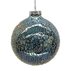 ORN GLASS BALL 4″ GREEN EMERALD SHINY ICED