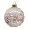ORN GLASS BALL 3″ PINK SHINY W/ PEARL & GOLD GLITTER