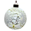 ORN GLASS BALL 4″ WHITE GOLDEN CRACKLE LOOK LOOK