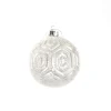 ORN GLASS BALL 3″ WHITE W/ HEX PATTERN