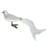 ORN GLASS BIRD 5″ WHITE W/ FEATHER TAIL