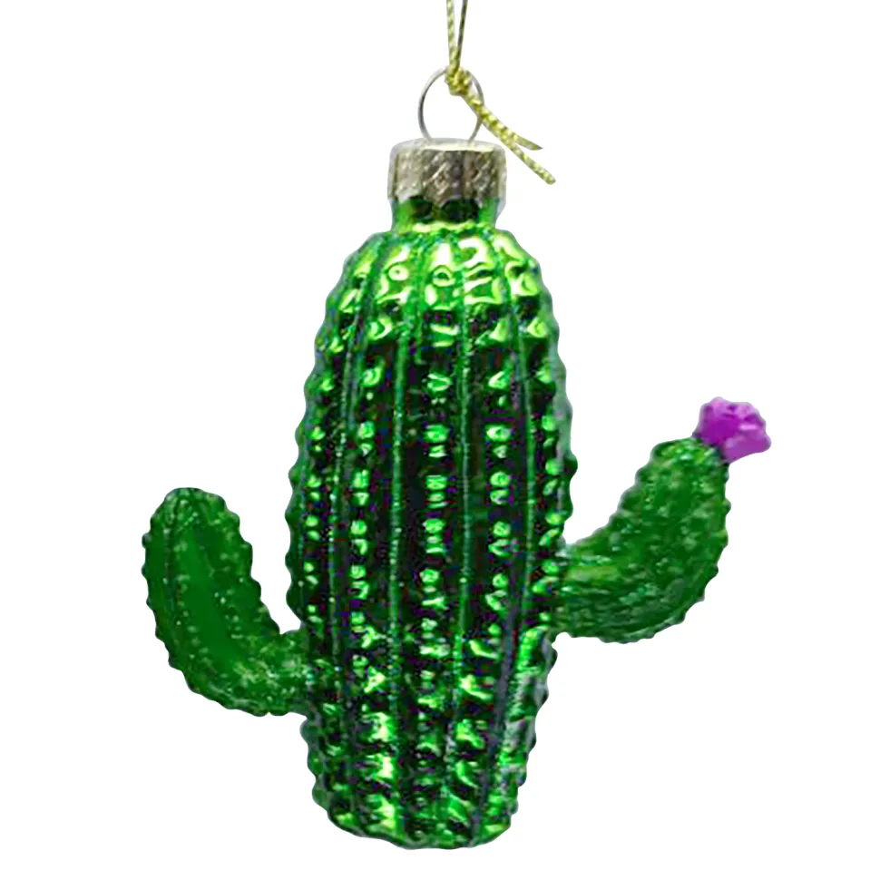 ORN GLASS CACTUS 3.5″ GREEN SHINY