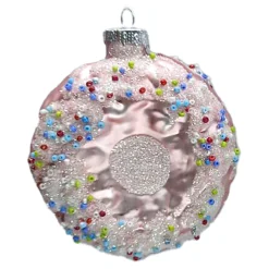 ORN GLASS DONUT 3.5″ PINK