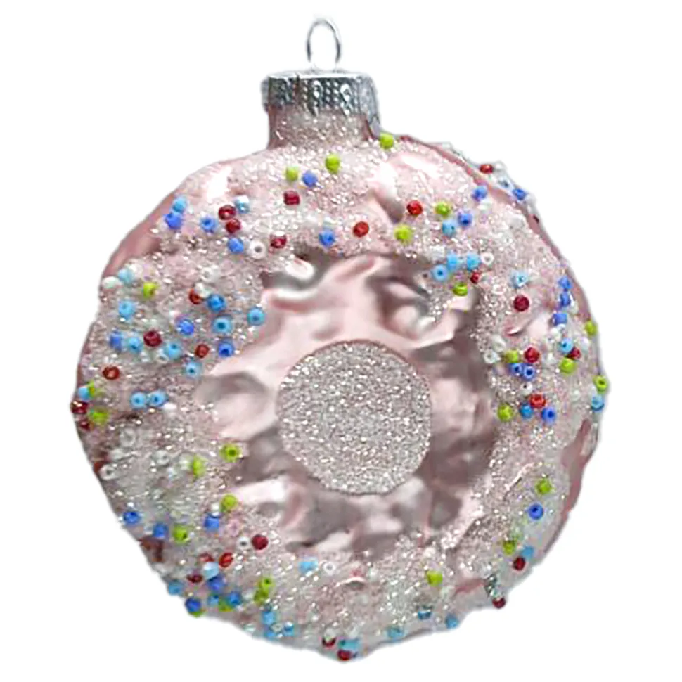 ORN GLASS DONUT 3.5″ PINK