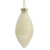 ORN GLASS FINIAL 5.3″ CREAM PEARL MELON W/ GLITTER