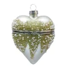 ORN GLASS HEART BOX 4″ CHAMPAGNE SHINY W/ GLITTER