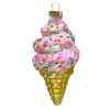 ORN GLASS ICE CREAM CONE 5.5″ PINK/MULTI