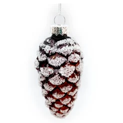 ORN GLASS PINE CONE 4.5″ BROWN